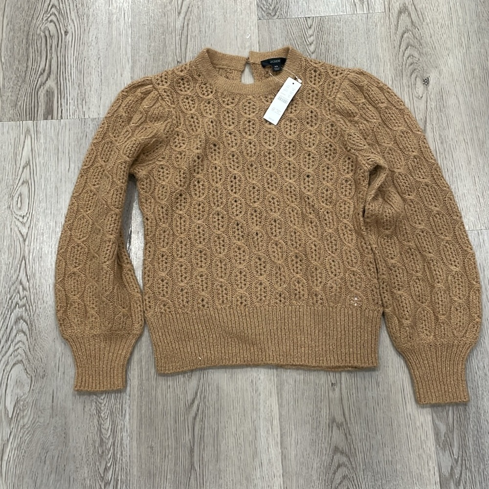 J crew Women's Balloon-sleeve cable-knit sweater - Picture 2 of 6